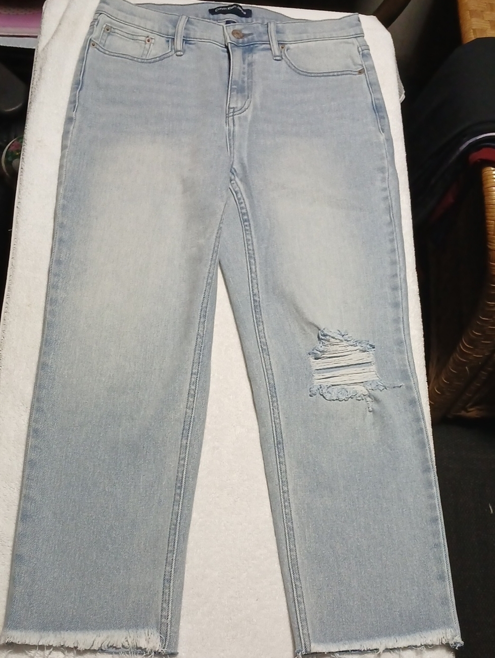 Calvin Klein Jeans Light Blue Distressed Cropped Jeans